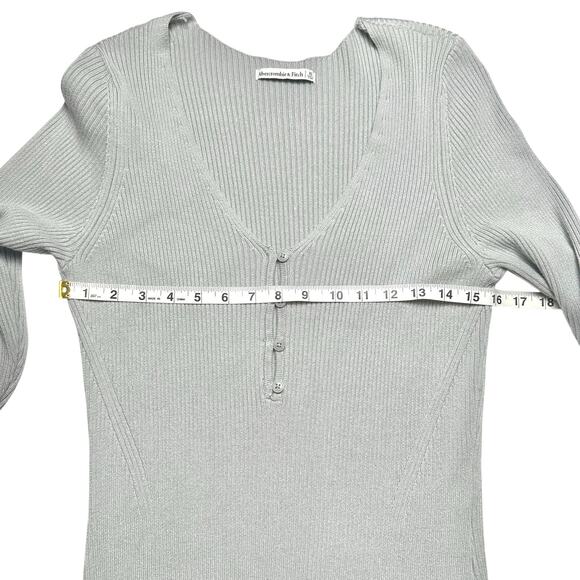 Abercrombie & Fitch | Women | Gray Ribbed Knit LS Bodycon Mini Dress | XL - Picture 5 of 10